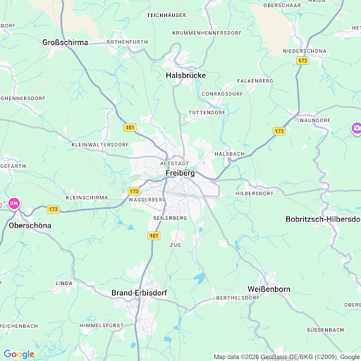 Kartenausschnitt: Wernerplatz 15, 09599 Freiberg